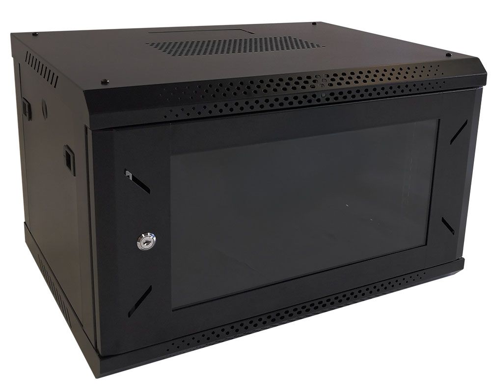 Rack de perete, 19 inch, 6U Xcab, 600x450 mm, sarcina maxima 80 kg, profil metalic, usa sticla, Xcab-6U45S.9004