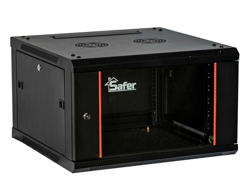 Rack de perete 6U, 19 inch, 600x600, usa din sticla, Safer SAF-WS80-6606