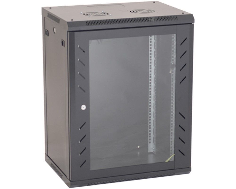 [RESIGILAT] Rack 15U, 19", 600x600, negru, metalic, usa din sticla securizata, montaj pe perete, Asytech, ASY-15U-6060W-R