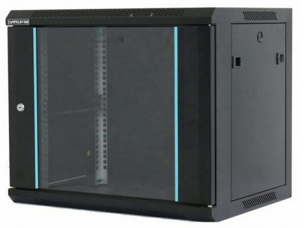 RACK 18U, 19 Inch, 600 x 600 mm, montaj perete, usa din sticla securizata, incuietoare cu cheie, DATEUP, MP.6618.9001