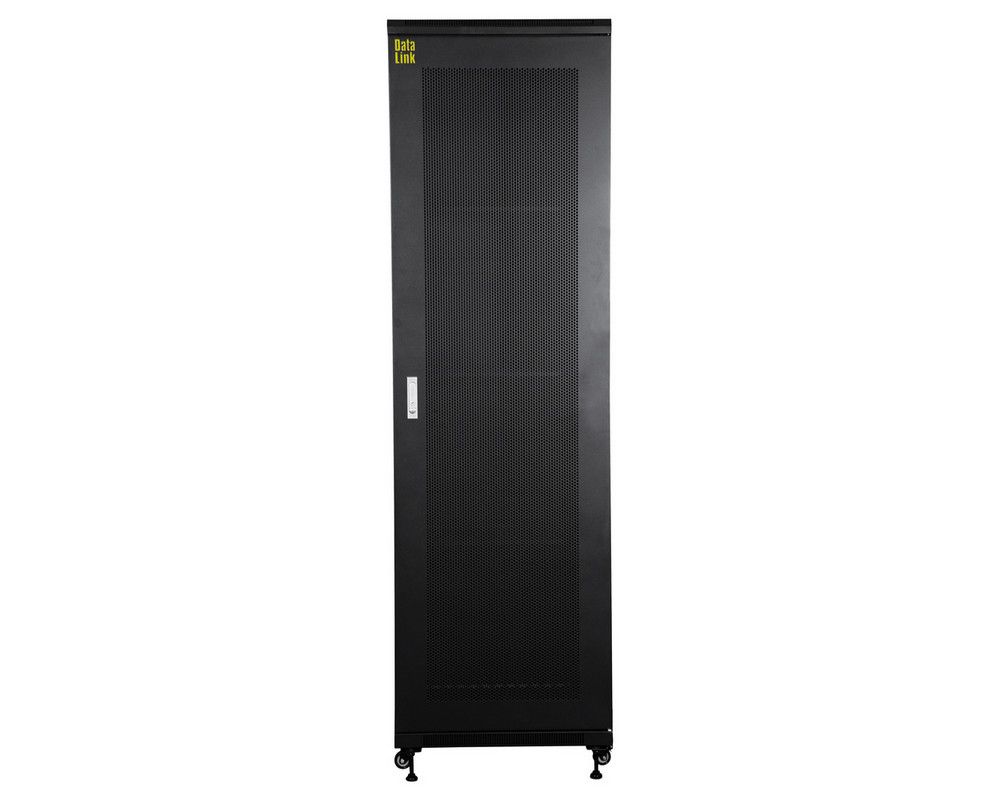 Rack 42U, 600×600 mm, montare pe podea, neasamblat, negru, usa perforata, DataLink, 42u600x600