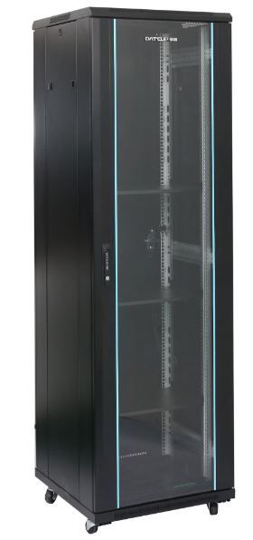 Rack 42U, 19'', 600×800, montare pe podea, neasamblat, negru, usa din sticla, panouri laterale detasabile si securizate, DATEUP MS2.6842.9001
