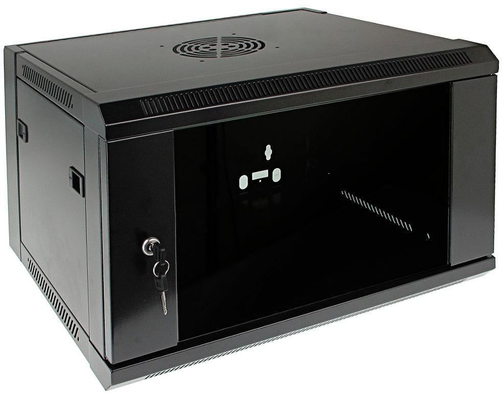 Rack de perete 6U, SOHO, 540x450mm, usa din sticla securizata, yala cu cheie, Safer SAF-WMQ5406
