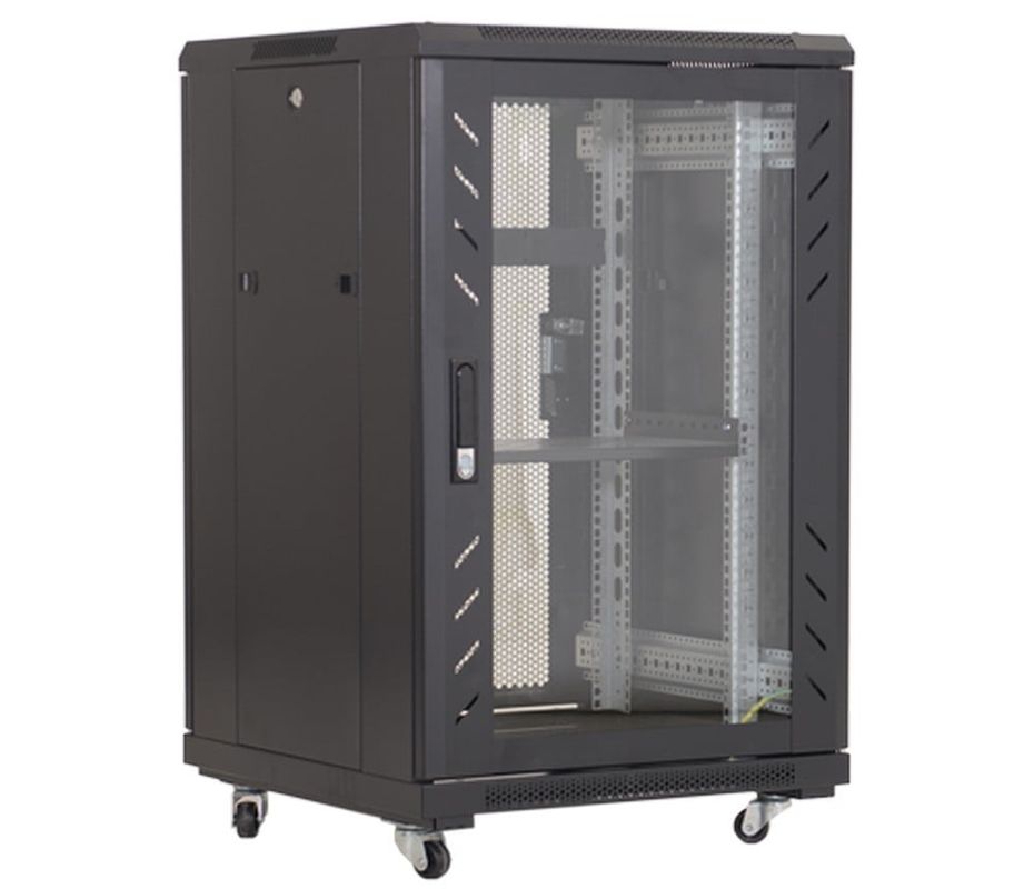 Rack podea 19", 27U, 600x800, metalic, negru, usa din sticla securizata, Asytech, ASY-27U-6080E