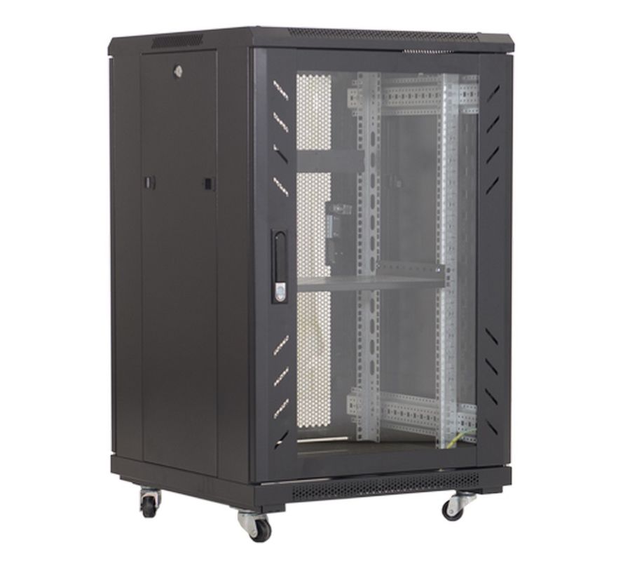 Rack podea 27U, 19 inch, 600x 600, metalic, negru, usa din sticla securizata, Asytech ASY-27U-6060E