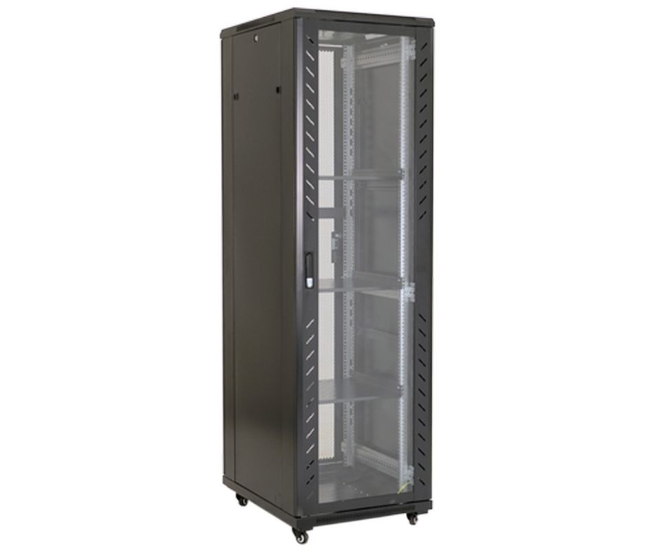 Rack podea 32U, 19 inch, 600x800, negru, metalic, usa din sticla securizata, Asytech ASY-32U-6080E