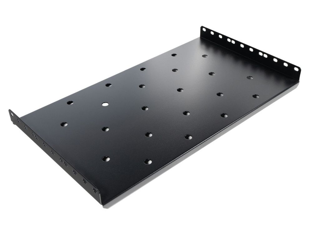 Raft fix perforat 1U pentru rack Spacer, 19 inch, adancime 300mm, sarcina 25Kg, antistatic, otel 0.8mm, negru, SPSF-1U300-BK-02