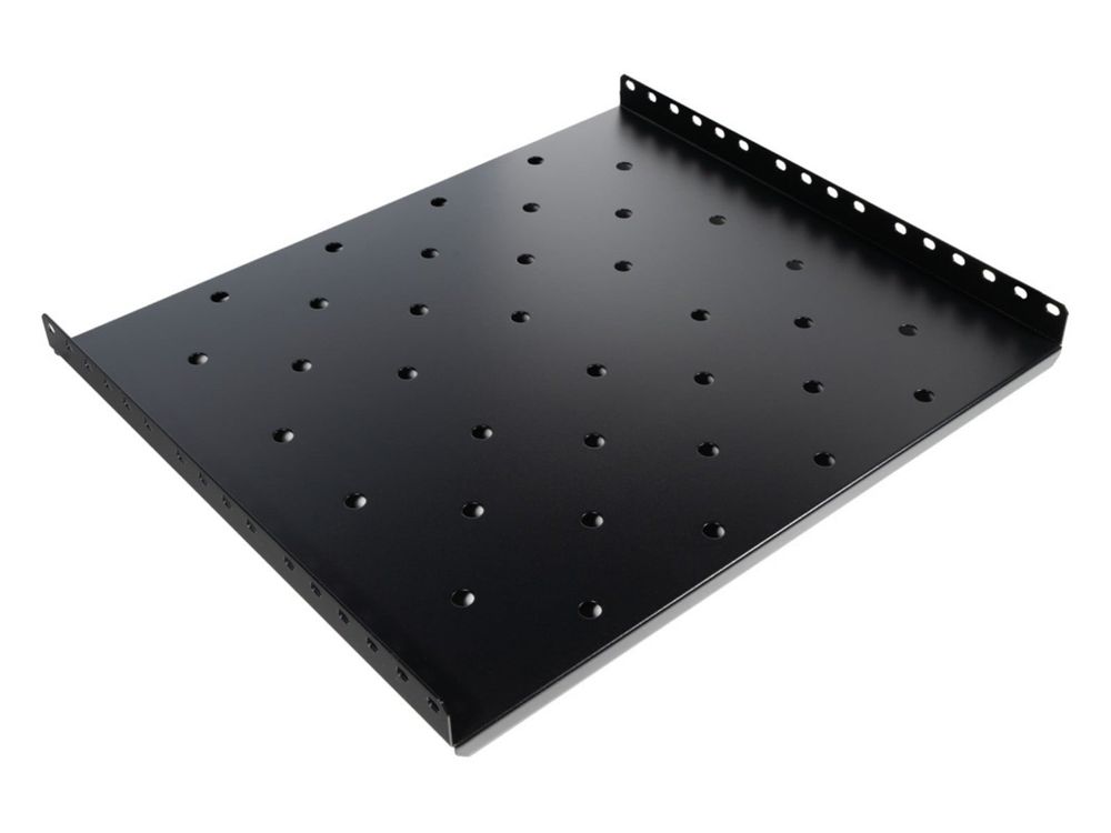 Raft fix perforat 1U pentru rack Spacer, 19 inch, adancime 425mm, sarcina maxima 60Kg, vopsea antistatica, otel 1.2mm, negru, SPSF-1U425-BK-03