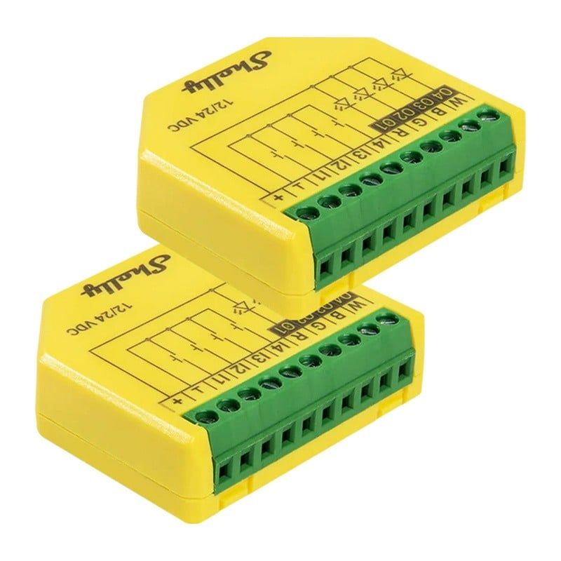 Releu banda LED smart SHELLY Plus RGBW PlusRGBWPMx2, Wi-Fi, Bluetooth, 12V/24V, monitorizare consum
