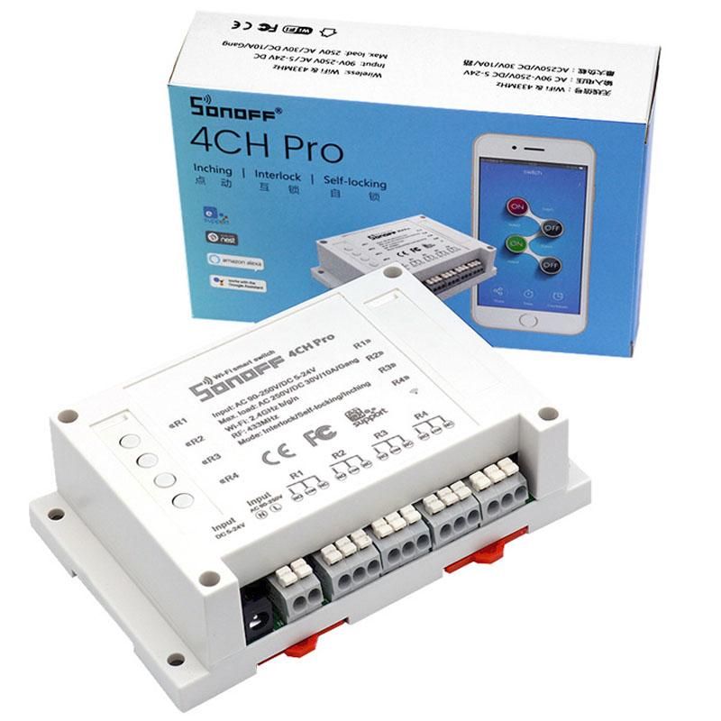Releu inteligent, 4 canale 10A, wireless si radio 433Mhz, SONOFF 4CH PRO