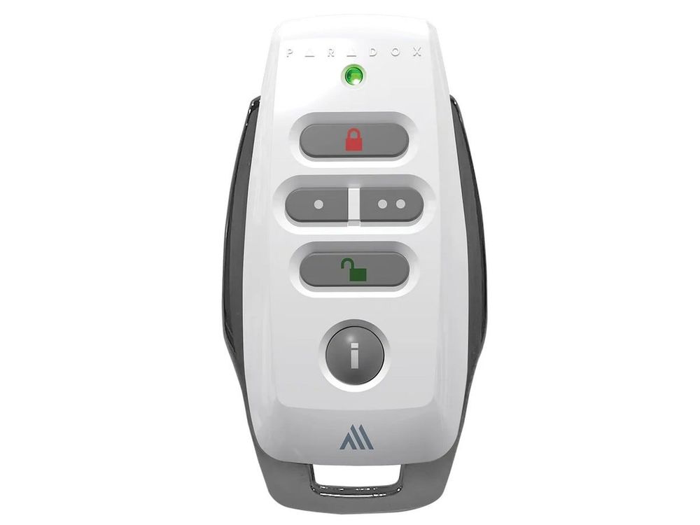 Telecomanda Paradox REM25M, 5 butoane, rezistenta la apa, 868MHZ, o baterie 3V CR2032, alb