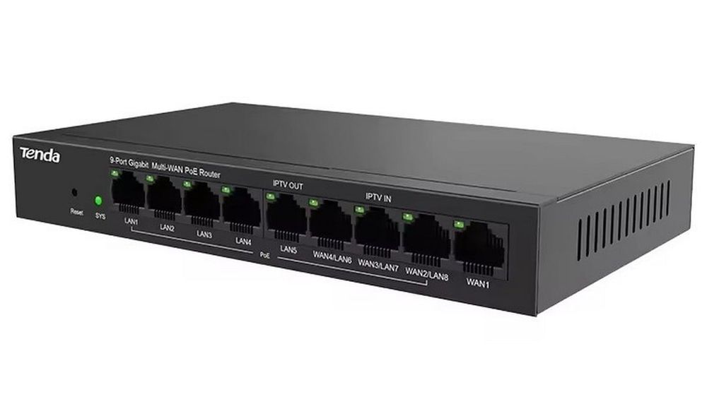 Router Gigabit PoE Tenda TND-G0-8G-POE, 9 porturi GE, 8xPoE+, buget PoE 95W, max 4 WAN, VPN, controller AP