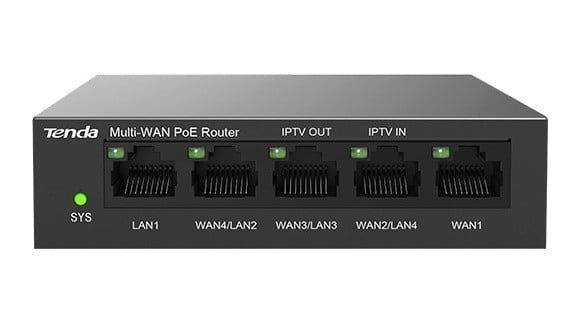 Router Multi-WAN Tenda TND-G0-5G-PoE, Dual Core 1.0GHz, cu management AP, PoE+ 55W, 5xGE, 5 porturi Gigabit, 4 porturi PoE+, VPN