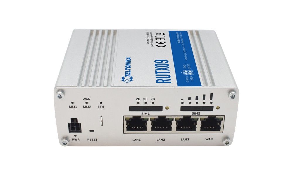 Router industrial 4g cu cartela SIM, 10/100/1000 Mbps, 2 porturi SIM, Teltonika, RUTX09000000