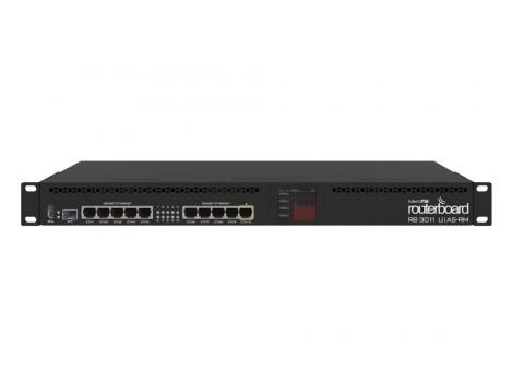 RouterBoard Mikrotik Dual Core 1.4GHz, 1 GB RAM, 10 x Gbit LAN, panou LCD, RB3011UIAS-RM