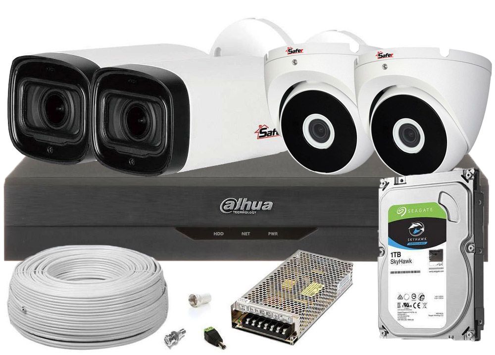 Kit supraveghere video mixt Full HD, Zoom motorizat 5X + toate accesoriile incluse