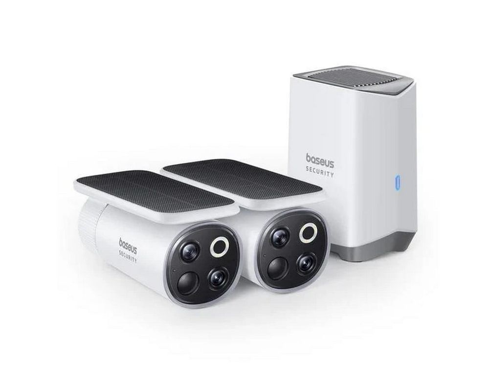 Camere supraveghere wireless cu panou solar si baterie Baseus S0TX002131, 2x camere, Wi-Fi, 3K, vedere color noaptea 8m, audio bidirectional, memorie interna 16GB, compatibil cu Google si Alexa