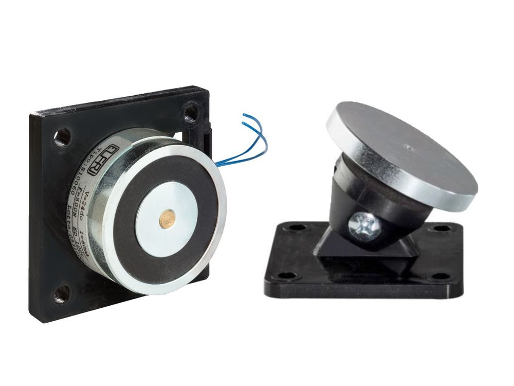 Opritor electromagnetic usa, 500 N, alimentare 24 V curent continuu, placa reglabila inclusa, protectie la polaritate inversata, S10060_01