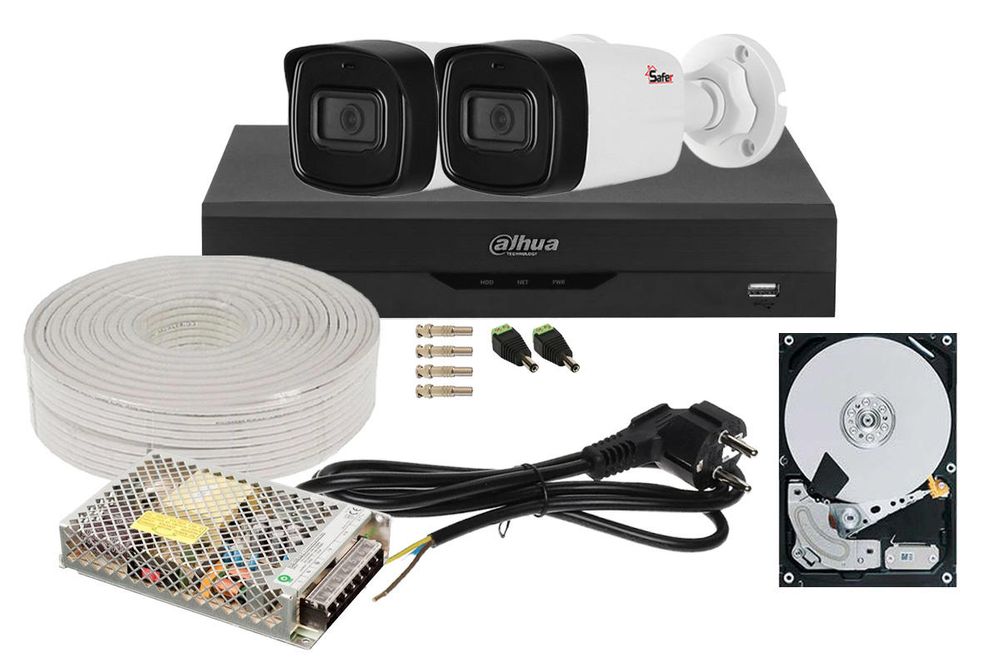 Kit supraveghere video 2 camere, complet, 2MP FULL HD, IR 40m, 1 x HDD, SAF-2EXTFHDIR30-1-TW