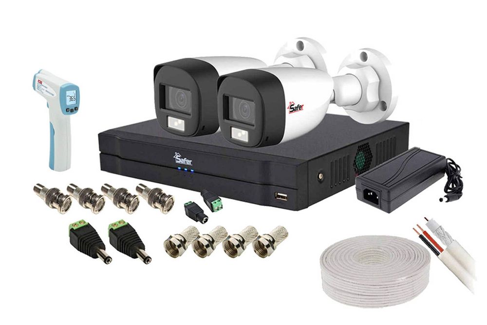 Kit supraveghere video 2 camere FULL HD, 2MP, IR 20m, DVR cu AI si accesorii, SAF-2XB1A21-TW