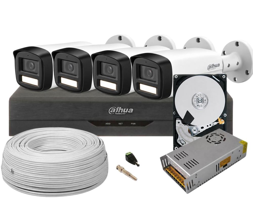 Kit camere supraveghere exterior profesionale, 4 camere, 5MP, Smart Dual Illuminators 40m, Microfon, 3.6mm, SAF-4X5MLEDACC-2TB