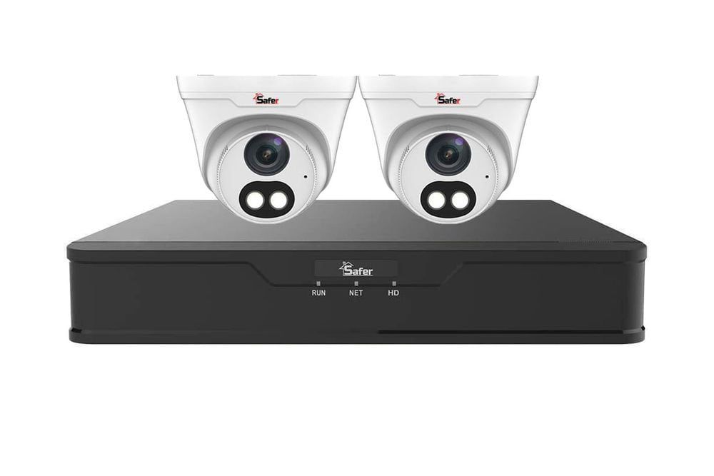 Kit de supraveghere cu 2 camere Full HD, 2.8mm, Iluminare Duala 30m, Audio, PoE, NVR 4 canale, Safer SAF-KITIPC2INTP2K