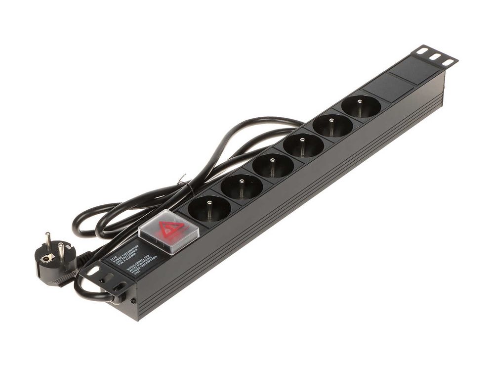 Prelungitor 6 prize, 3680W, lungime cablu 1.8m, indicator luminos, compatibil cu rackuri 19 inch, SAF-PDU6-UK