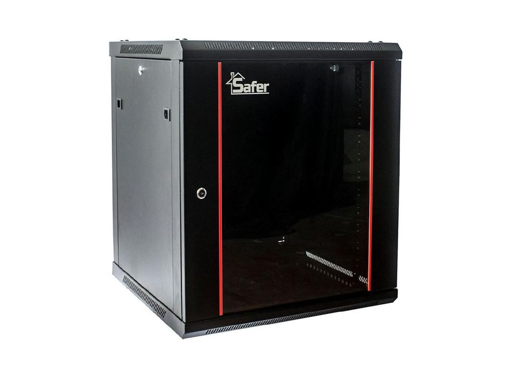 Rack 18U de perete, 600x600, yala cu cheie, usa din sticla securizata, Safer SAF-WMA-6618