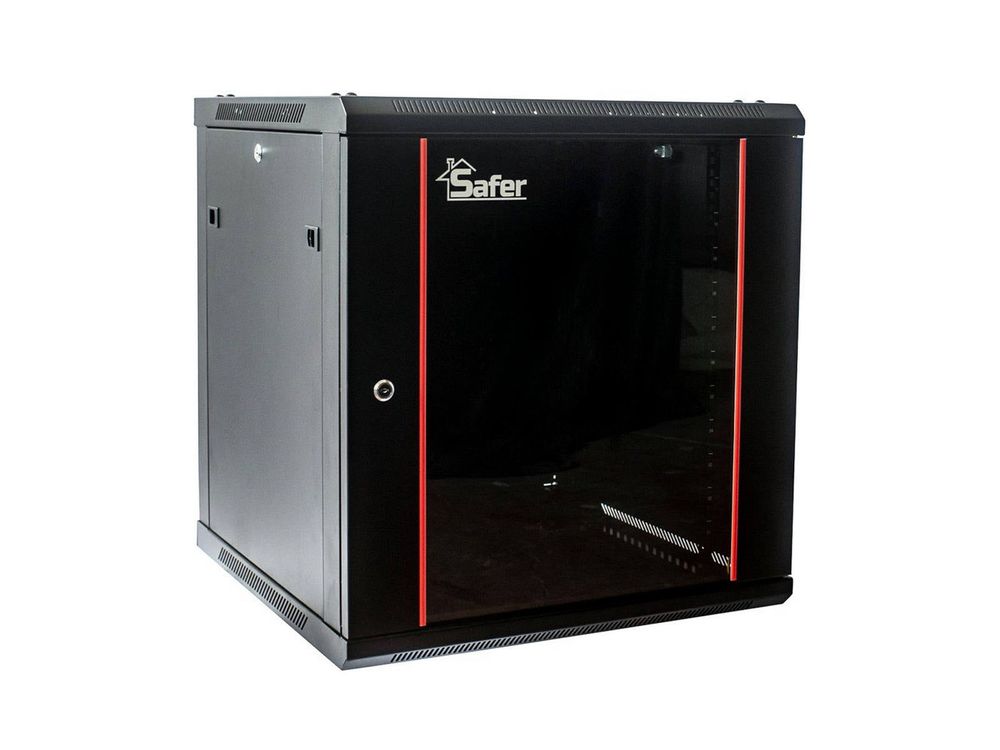 Rack 22U, montaj pe perete, 600x600, usa din sticla securizata, yala cu cheie, Safer SAF-WMA-6622