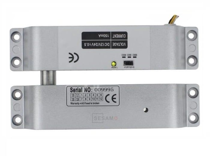 Bolt electromagnetic 1000kg, 12 sau 24V, temporizare 0, 3, 6s, pentru usi cu toc ingust, SB-150ST