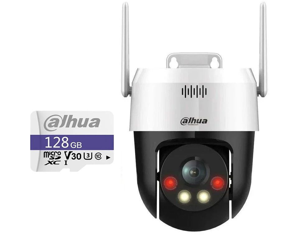 Camera de supraveghere IP WiFi PT, Full Color, 2K 5MP, card memorie 128GB inclus, Iluminare duala 30m, MicroSD, Dahua SD2A500HB-GN-AW-PV-0400-S2-128GB
