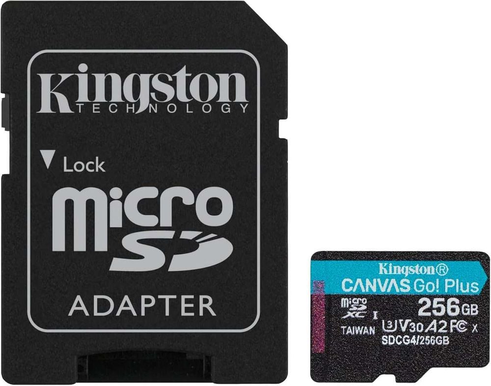 Card de memorie microSD 256GB Kingston CANVAS GO Plus, pana la 200 Mb/s, SDCG4/256GB