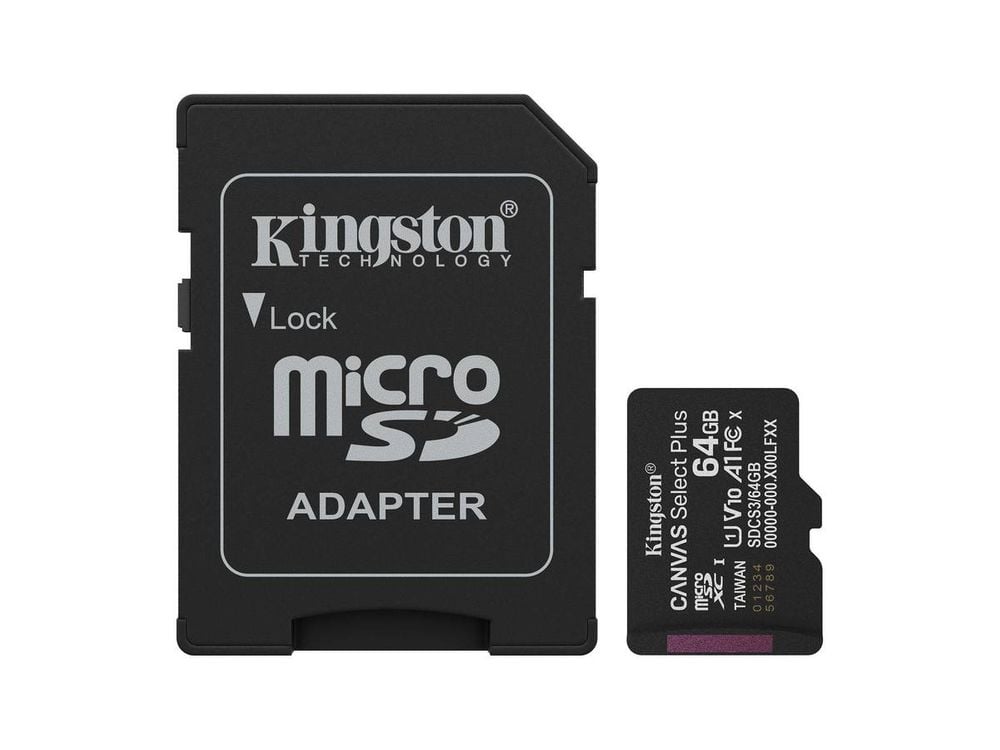 Card microSD 64GB, citire 100Mbps, Kingston SDCS3/64GB