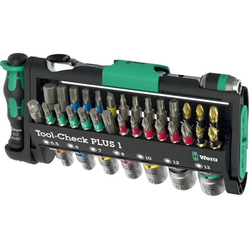 Set 39 scule universale manuale si mecanice Wera Tool-Check PLUS 1, clichet, biti si chei tubulare, 5049055001