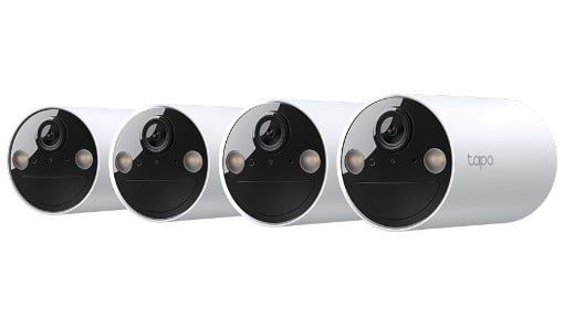 Set 4 camere supraveghere exterior Tapo C410(4-pack), 2K 3MP, Wi-Fi 2.4GHz, baterie, vedere color noaptea, detectie cu AI, audio bidirectional, IP65