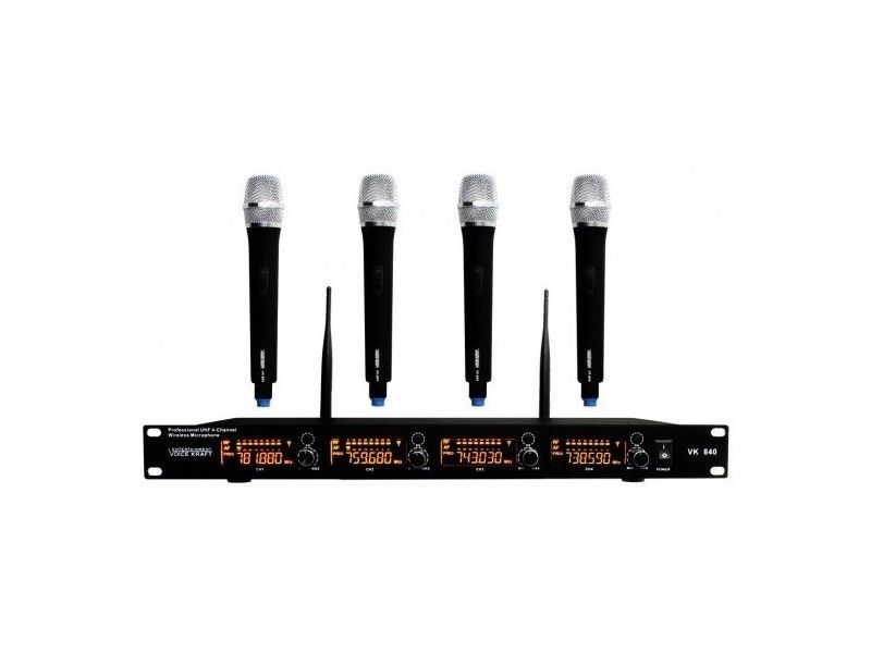 Set 4 microfoane wireless profesionale UHF Voice Kraft VK 840