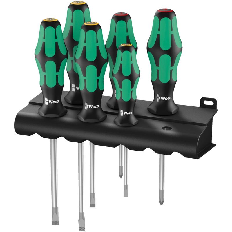 Set 6 surubelnite Wera 334/6 Kraftform Plus Lasertip, varf anti-alunecare, suport inclus, 5105650001