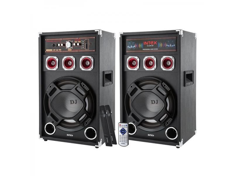 Set boxe activa + pasiva cu bluetooth si 2 microfoane wireless