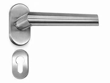 Set manere poarta TEK, inox satinat AISI 316, tip clanta cu arc, rezistenta superioara coroziune, exterior, 24-510/O/316/SATIN