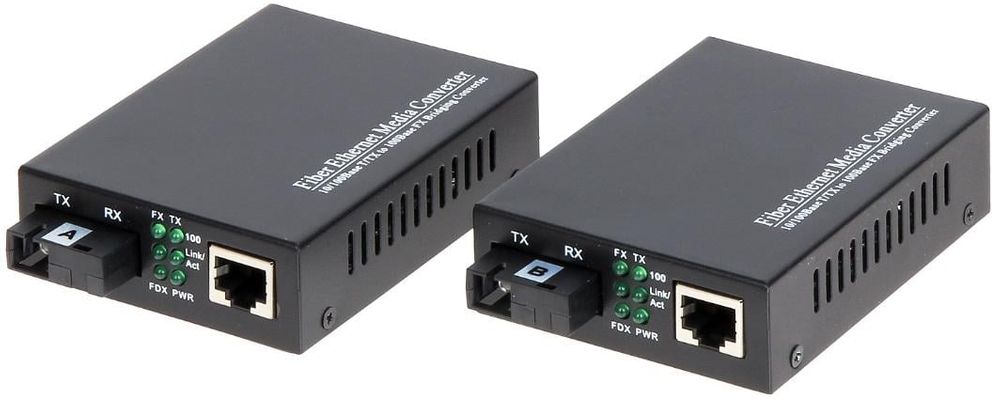 Set mediaconvertor RX+TX Single Mode 100Mb/s 25Km, OM1-SM