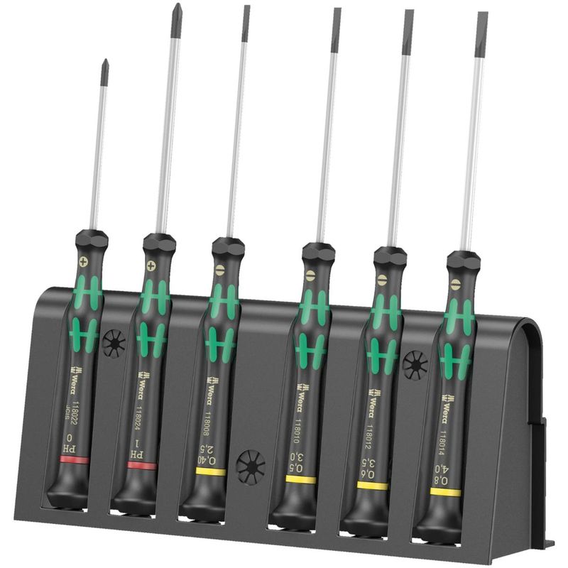 Set 6 surubelnite pentru aplicatii electronice de precizie Wera Kraftform Micro, suport inclus, 5118152001