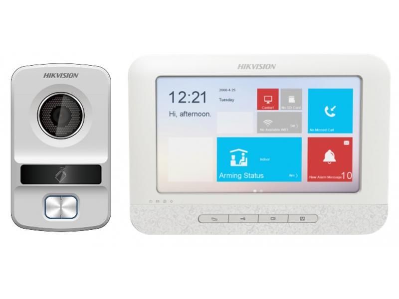 Set videointerfon Hikvision TCP/IP 7inci cu RFID Reader