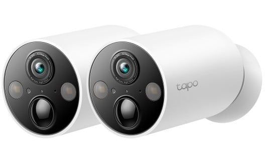 Set 2 camere supraveghere exterior TP-Link Tapo C425(2-pack), 2K QHD 4MP, Wi-Fi, baterie 10000mAh 300 zile, vedere nocturna color, detectie AI, IP66