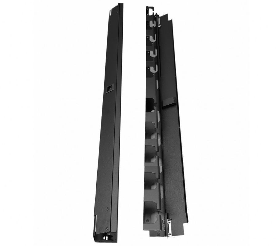 Set 2x Organizator Rack Pentru Cabluri, cu capac si balamale, pentru rack-uri de 800mm, LN-KDG-ORG-42EU-BL