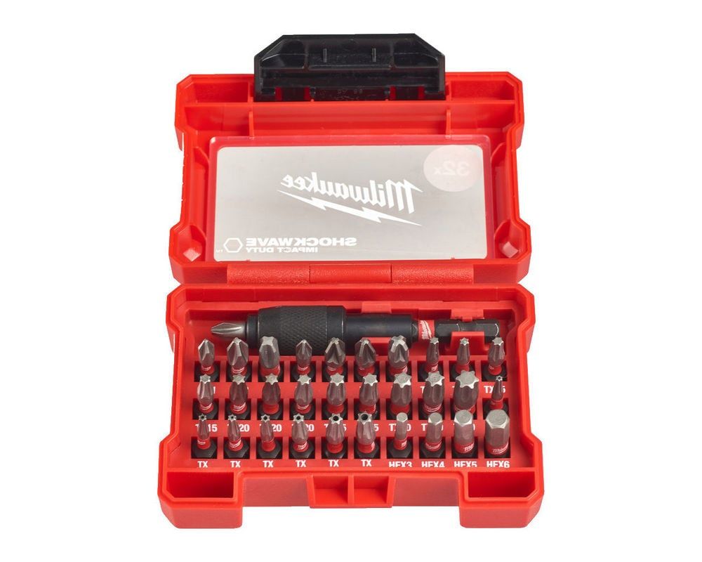 Set de 32 biti Milwaukee Shockwave Impact Duty, cutie cu organizator, 4932464240