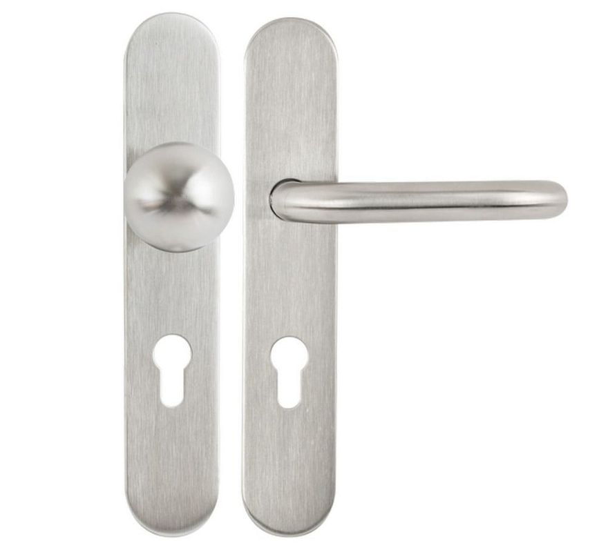 Set de manere cu clanta tubulara, buton fix drept, shield intreg, interax 90 mm, YH-D90L-90
