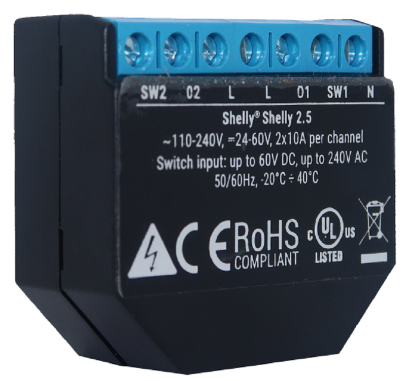 Releu smart wireless 2 canale x 10A Shelly 2.5 masurare consum
