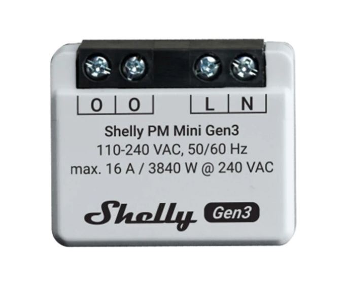 Shelly PLUS PM MINI GEN3, Wi-Fi + Bluetooth smart power meter, 1 channel (16A)
