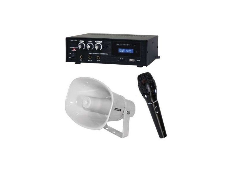 Sistem pentru anunturi cu goarna 12V microfon si amplificator