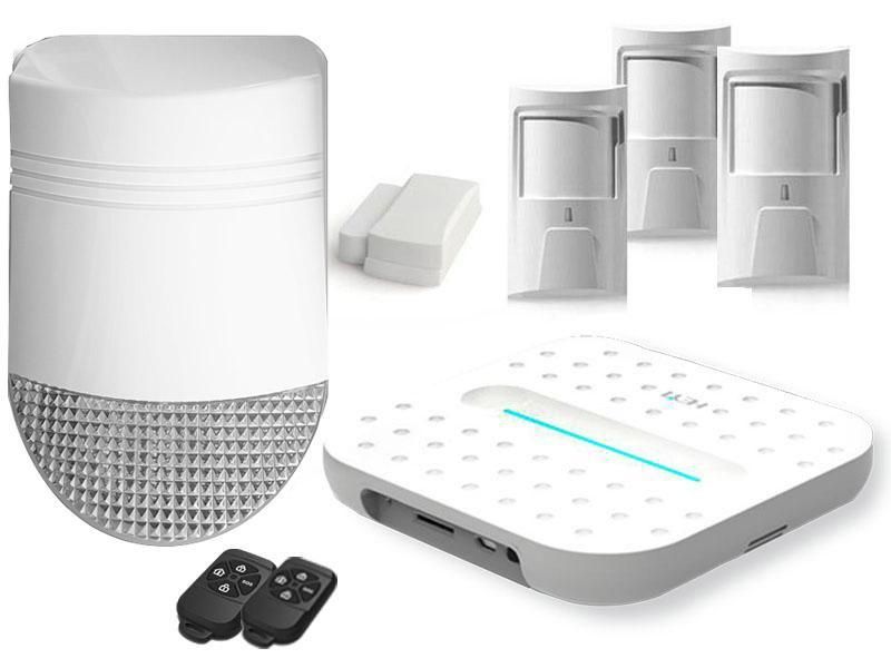 Sistem de alarma 4 zone si sirena wireless TCP/IP Heyi PSTN KITHY-W21-4ZONE